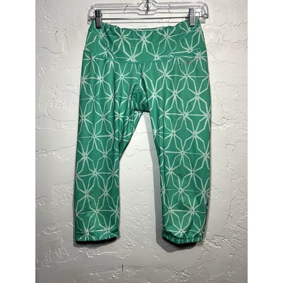 Brooks Pants - Brooks patternered green capri leggings‎ womens small athleisure workout yoga